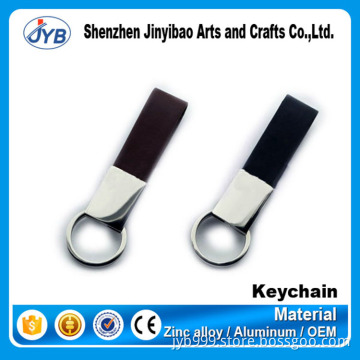 custom men business elegant leather keychain with metal clip